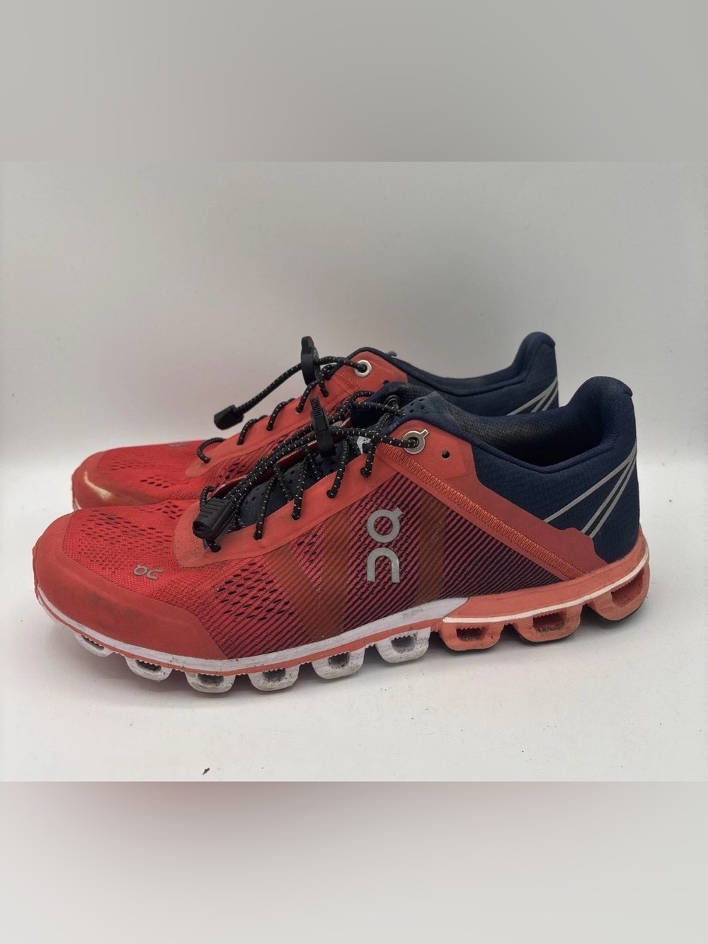 On Cloudflow Shoes Womens Size 6.5 Red Navy Running CloudTec Sneakers